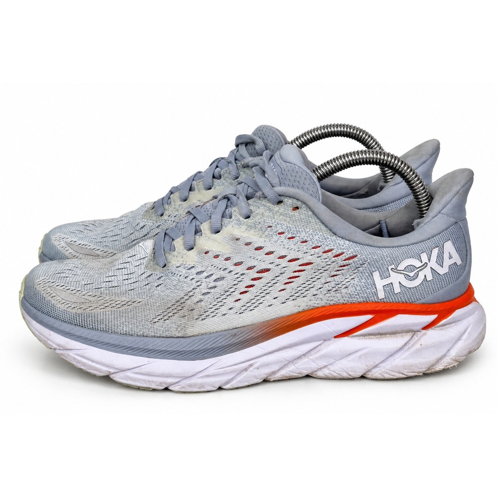 Hoka Clifton 8 Grey Orange Running Shoes Womens 8.5 1119394 BFPA